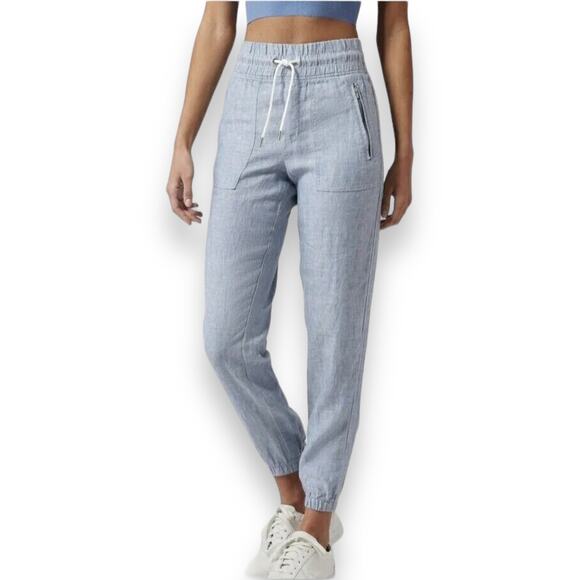 Athleta Cabo Linen Jogger Light Blue Women's 6 Comfy Athletic Beach Coastal - Picture 1 of 9